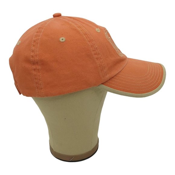 Loot Embroidered Orange Beige Trim Strapback Cap Baseball Hat Port Authority - Picture 10 of 13